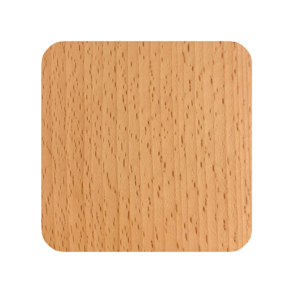 Dessous de verre carré en bois de hêtre naturel